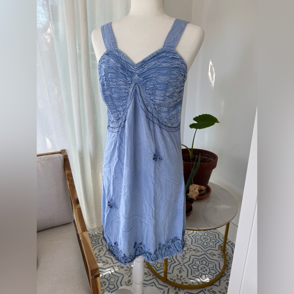 Blue Skys Embroidered Smocked Babydoll Dress – Women’s Size S